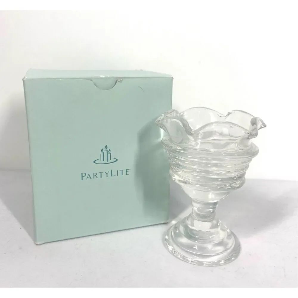 Vintage PartyLite Sundae Glass Votive Candle Holder Retired New in Box